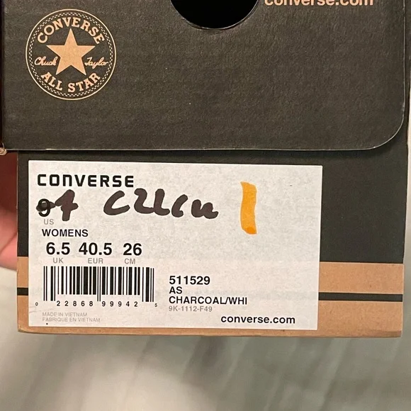 Women’s Size 7 Charcoal Converse Low-Tops - Picture 7 of 7